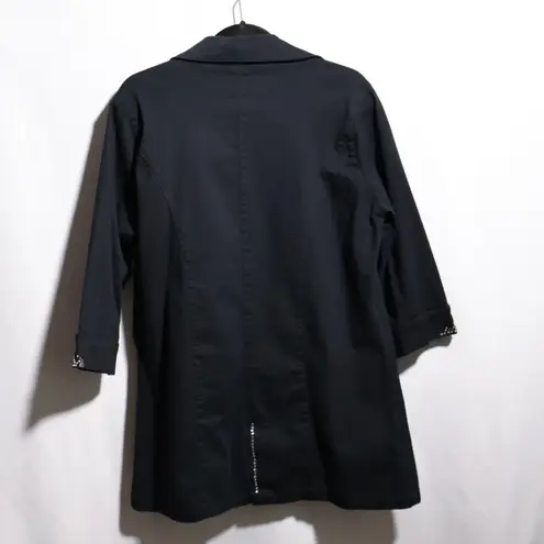 VTG Black Cotton Bedazzled Jacket Rhinestones Western Gothic Womens M Punk Rodeo Size M