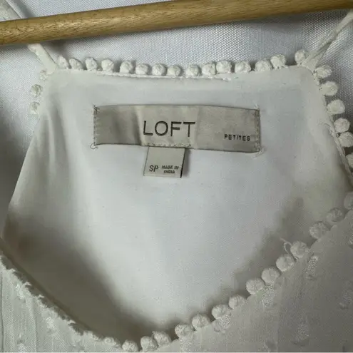 Loft Ann Taylor  White Swiss Dot Racerback Tank Top SP