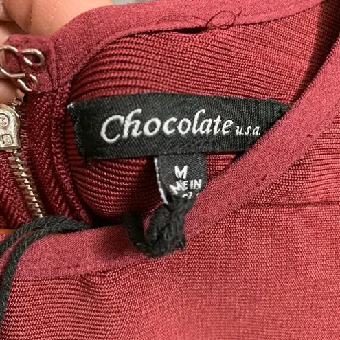 Chocolate USA B02-Women's Dress, Burgundy, Size M