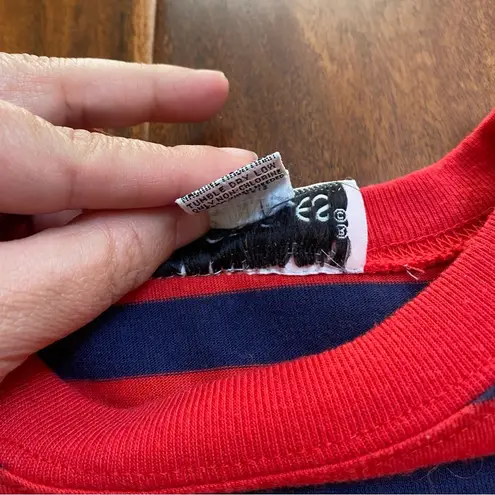 Color Cues Vintage Womens Striped Crew Neck Oversize T-Shirt Medium Red Navy