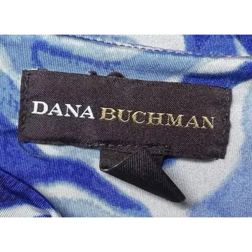 Dana Buchman Tunic Shirt Womens Size XS Blue Floral Dressy Office Career Party