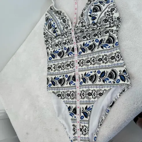 Boden Bow Detail Halter Swimsuit size 8 White