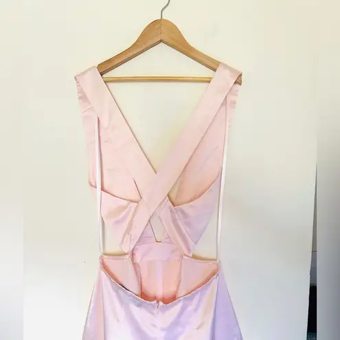Jill Stuart Jill Jumpsuit | Blush Satin | Sz 8 | Wide leg | rose | Open Back