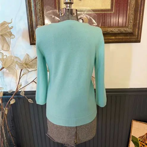 Talbots  100% Pure Cashmere Crewneck Sweater in Teal ~ Size Small 💛🍄 thumbnail 5