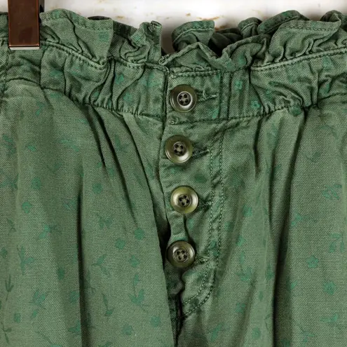 The Great Gunny Sack Pant Women 0 Green Floral Crop Trouser Paperbag Button Fly