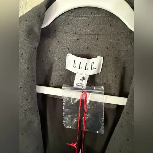 Elle Gray Polka Dot One Button Career Office Blazer Size 8 NWT