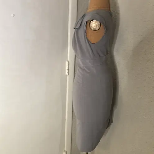 Sandra Darren Sleeveless Gray Dress With Large Bow 4P Corporate Siren Coquette