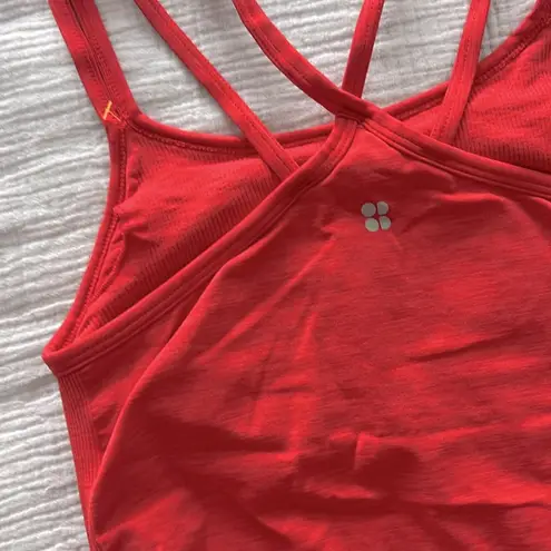 Sweaty Betty NWOT $79  London Red Seamless Workout Tank with Built in Bra S