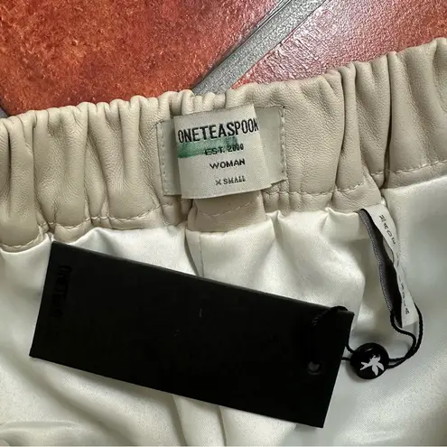 One Teaspoon NWT  Leather Runner Shorts in Off White