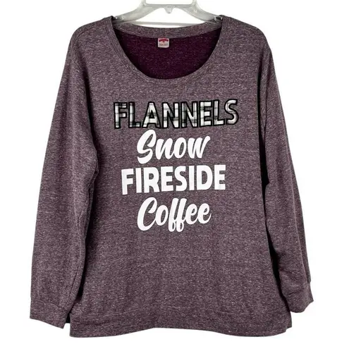 Holiday Time Flannels Snow Fireside Coffee Sweatshirt 2X (20W-22W)