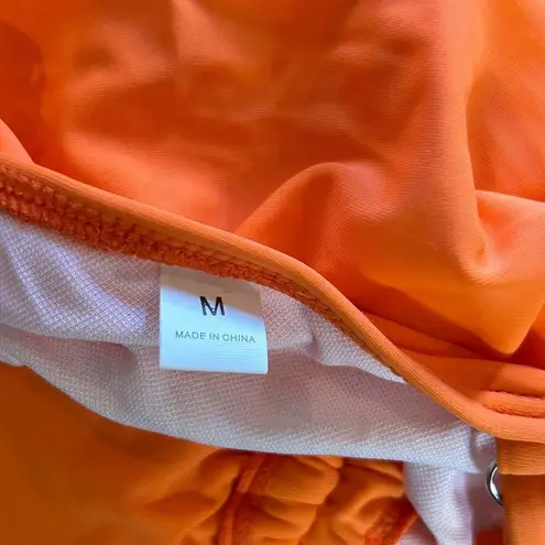 None Swimwear Womens M Orange Cut Out Spaghetti Strap One Piece Swimsuit NEW