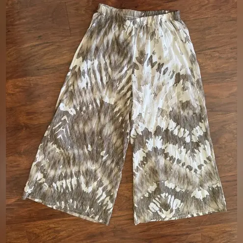 Bryn Walker 100% Cotton Sand Eli Pants Cropped Flowy Wide Leg Artsy Ikat Size XS