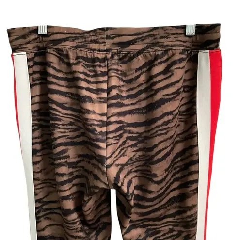 Pam & Gela Women's M H19 tiger cigarette track pant brown striped print joggers