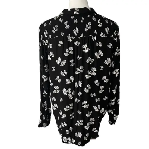 Maeve Anthropologie Bow Emory Printed Button-down Shirt