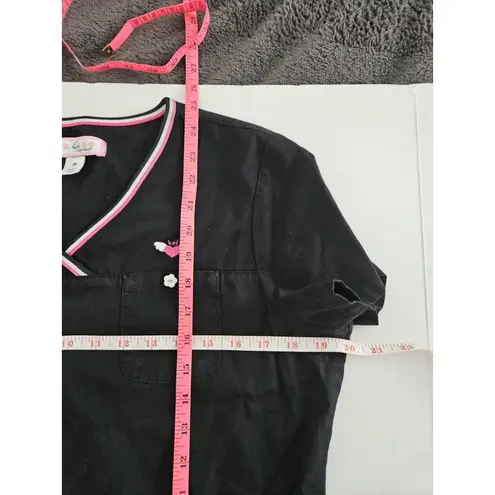Koi By Kathy Peterson Black, White, And Pink Scrub Top Size M Black Size M