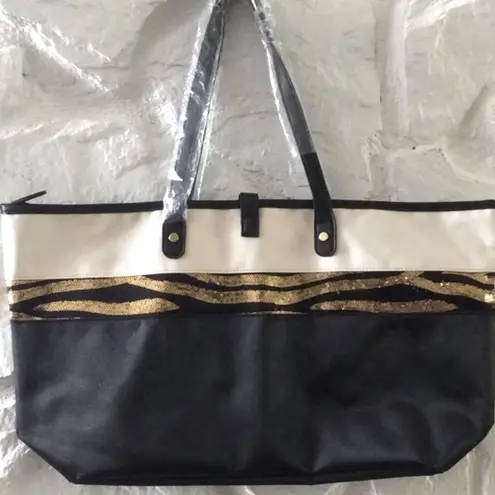 Black Glam Tote with Gold "BLING" Detailing