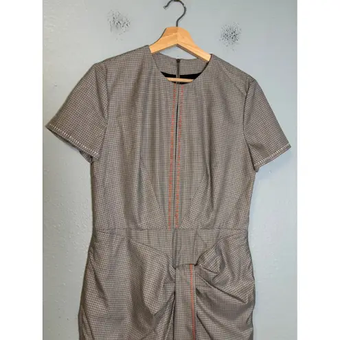 Roland Mouret Dalia Wool and Silk Midi Dress Black White Check Size 8