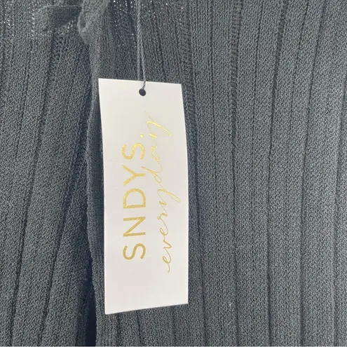 SNDYS Everyday Lounge x Revolve Baha Ribbed Knit Wide Leg Pants Black Medium NWT