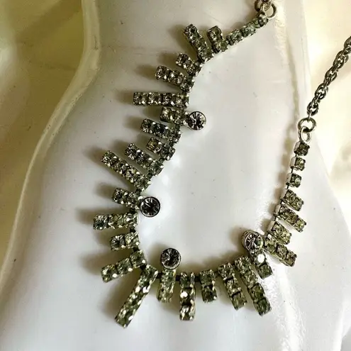 Silver tone rhinestone dainty choker necklace