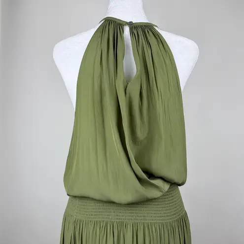 Ramy Brook Audrey Smocked Sleeveless Midi Dress in Spruce Green Size Small
