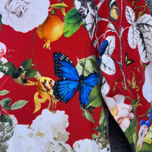 Roberto Cavalli Dress Size M Mini Y2K Boho Floral Butterfly Lemon Persimmon