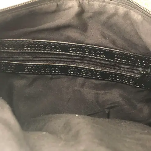 Vintage Stone & Co. Black leather hemispherical half circle bag purse