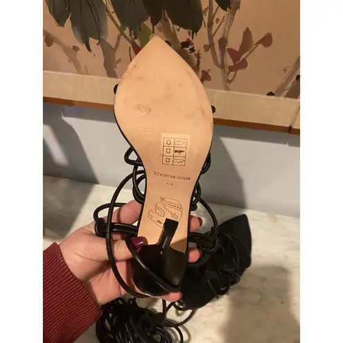 Dundas X Revolve Iggy Shoes Womens Size 9.5 Black Strappy Lace Up Heels Dress