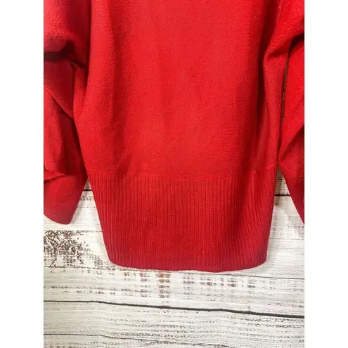 BCBGMAXAZRIA  Women's Acrylic Long Sleeve Ribbed Turtleneck Sweater Red Large