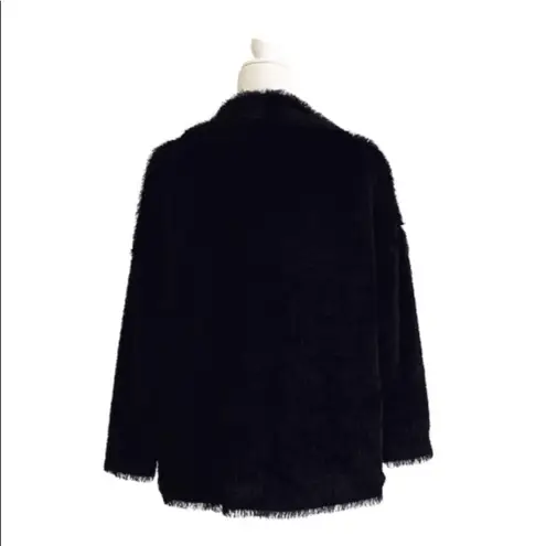 Madison Jacket Black Faux Fur Tipped Fox Open Front Swing Jacket Coat Small