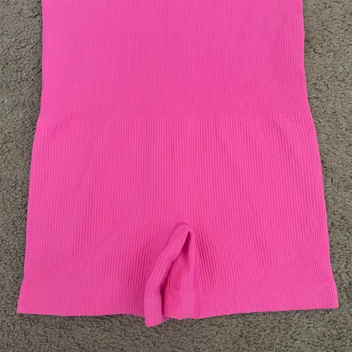 Hot Pink Bodycon Ribbed Romper