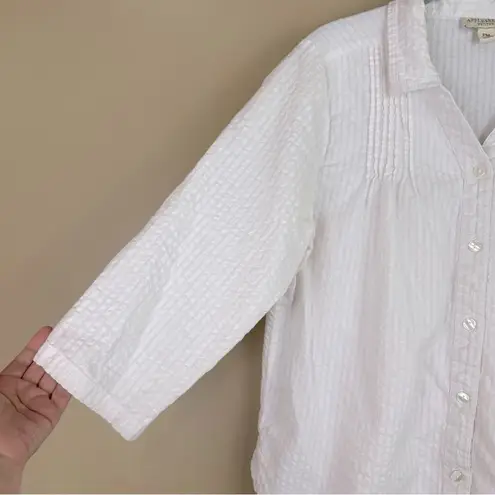 Appleseed's White Pink Striped Seersucker Shirt & Cropped Pants Set PM Size undefined