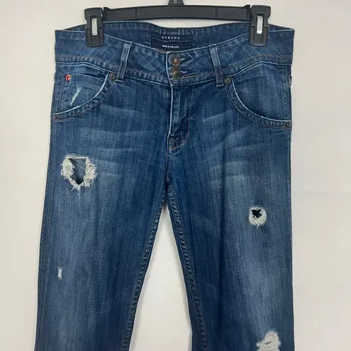 Hudson Jeans Hudson Y2K Vintage Flared Distressed Dark Wash Blue Jeans Size 28