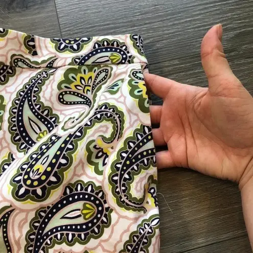 Womens Boden White Blue Green Paisley Danby PullOn Cotton Culotte Shorts Size 10