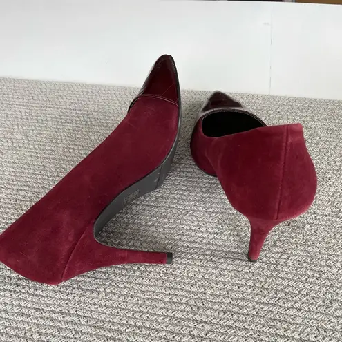 Vintage Moda Spana Oxblood Burgundy Dark Red Leather Suede High Heels Pumps 9.5
