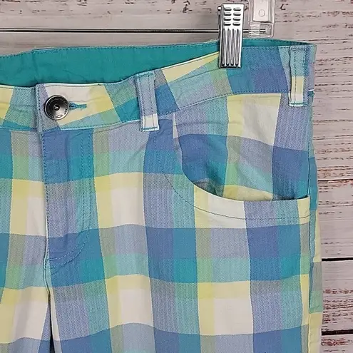 Oakley  Blue White Yellow Plaid Low Rise Bermuda Women's Shorts Size Junior's 11