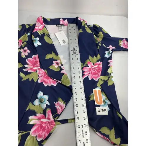 Womans Hemish USA Cali Rose M Floral Long Sleeve Open Front Waterfall Cardigan Size M