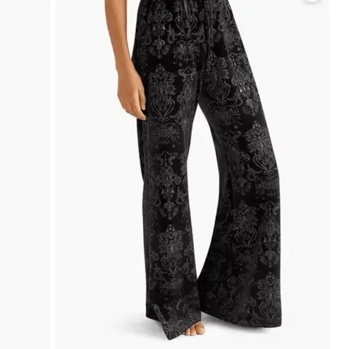 Beyond Yoga Black Baroque Velvet Wide Leg Cozy Lounge Pants XL NWT