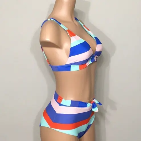 Raisin's stripe high waisted swimsuit. Medium. NWT