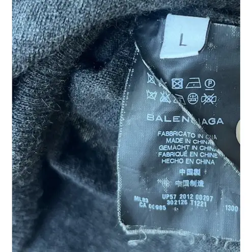 Balenciaga Paris Gray Wool Cashmere Blend V-Neck Button Cardigan Sweater Classic