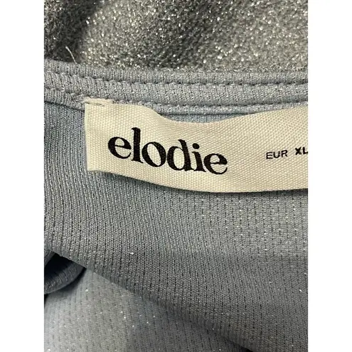 Elodie  Womens Crop Top Gray/Silver Long Sleeve Mock Neck Stretch Cutout XL New