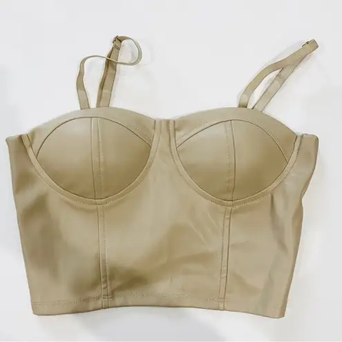 NEW Sincerely Jules cream light tan faux leather bustier