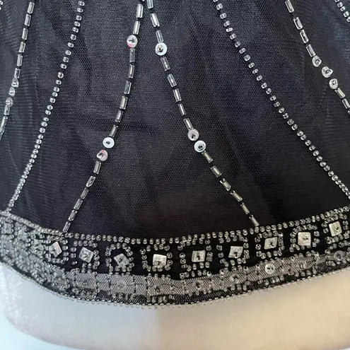 Scala Vtg 90s Beaded Tank Blouse Sz M Y2K Gatsby Art Deco Holiday Sequins Glam