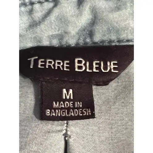 Terre Bleue Women's Blue Long Sleeve Button Front Shirt Split Back Size M‎ Size M - Image 3