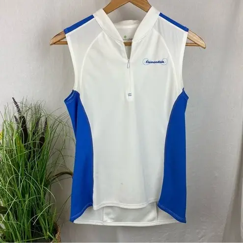 Cannondale Women's Blue & White Quarter Zip Sleeveless Cycle Bicycle Top L Size L