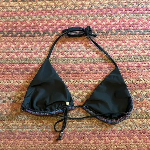 BLUE PURPLE GLITTER TRIANGLE BIKINI TOP Size XS