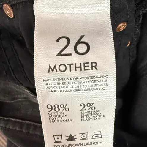 Mother The Looker Destroyed Ride Low Rise Skinny Jeans in Black Size 26