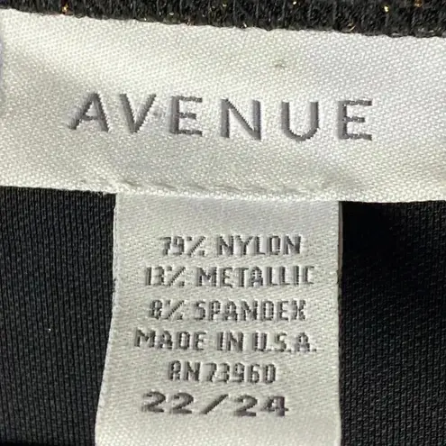 AVENUE WO SIZE 22/24 TUNIC TOP BLACK GOLD METALLIC NYLON SPANDEX BLEND CLEAN