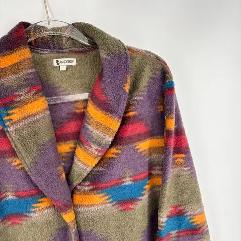 Angderson Southwestern Aztec Print Full Zip Fleece Jacket Size Large Purple