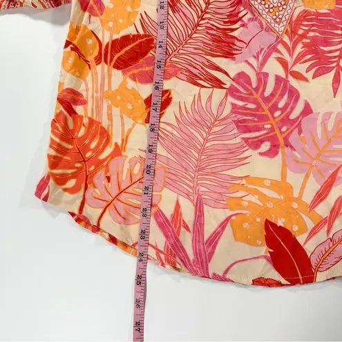 Haute Hippie Size S Tropical Floral Bohemian Peasant Style Blouse With Tassels