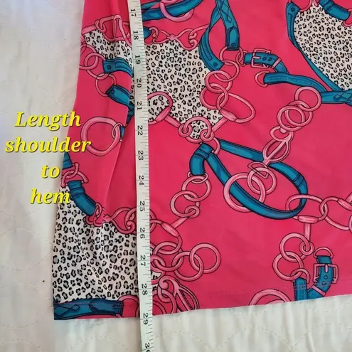 Love Couture Jeans pink mix cheetah chain prints Large top